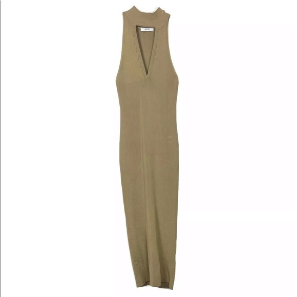 ARC Tan Livy Dress Midi Ribbed bodycon Keyhole - Picture 4 of 9